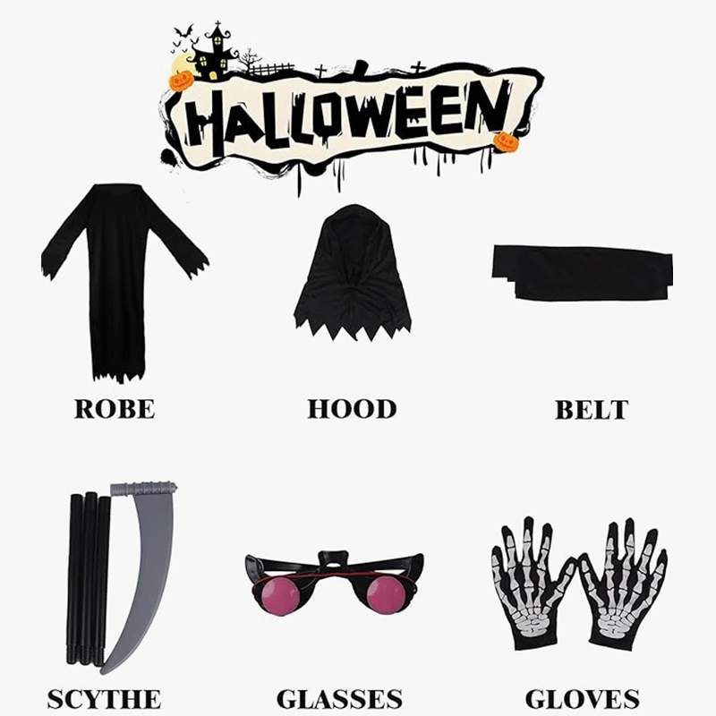 School Haunted House Grim Reaper Costume for Kids